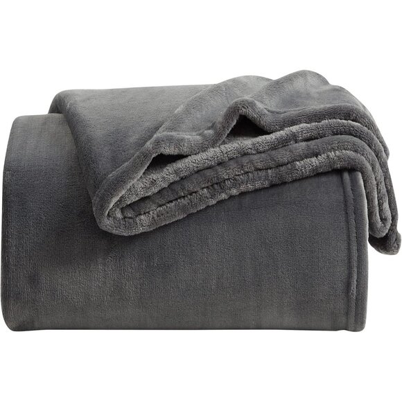 Fleece Blanket Twin Size Dark Grey Lightweight Throw Blanket Super Soft Cozy Mic - Picture 3 of 7